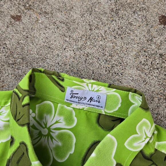 Vtg TONY'S MAN Vibrant Flowers All Over Print Skate Surf Button Up Shirt XL Fit - Picture 4 of 6